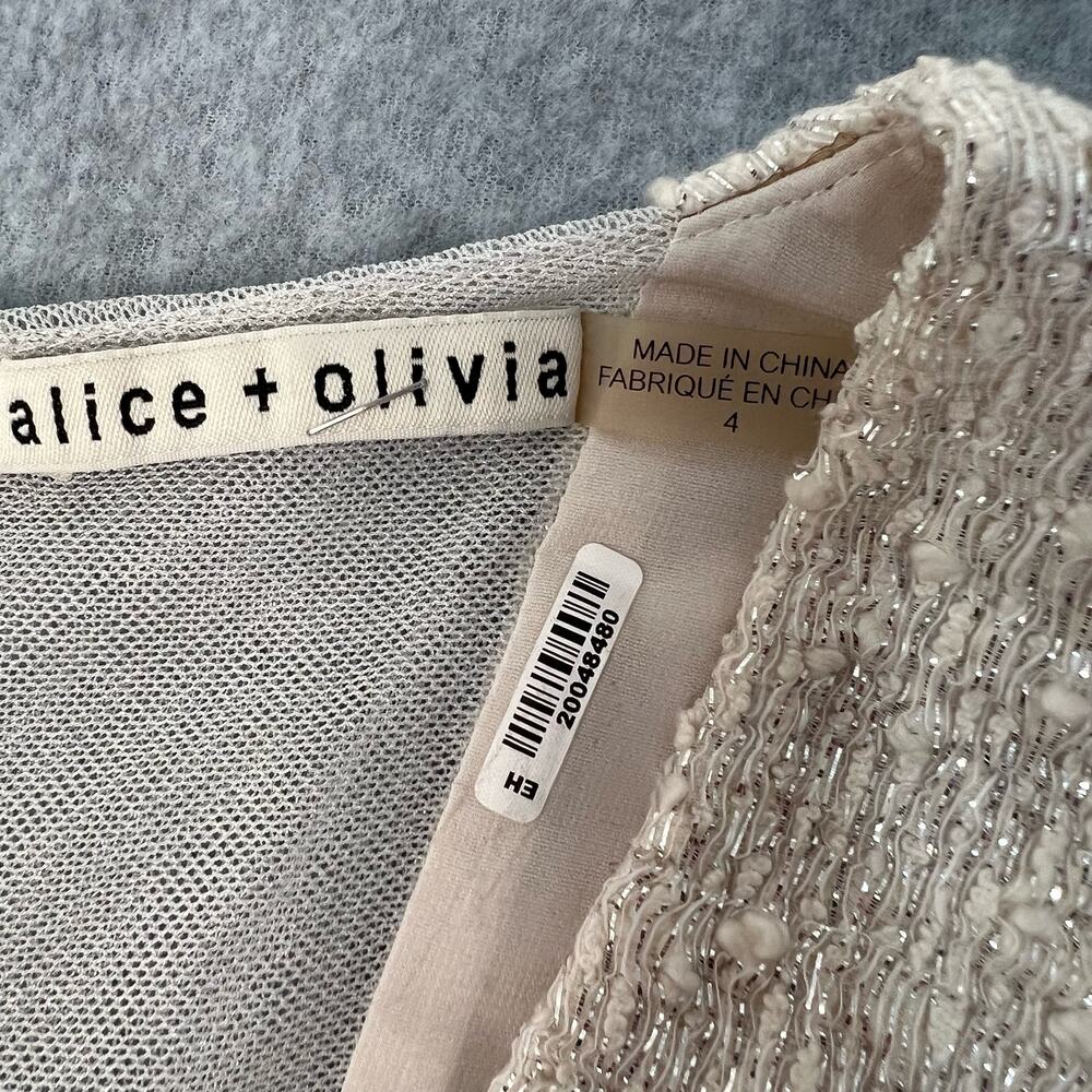Alice + Olivia Pacey Linen Silk Sleeveless Lantern Dress Cream Lined Pockets 4 - Picture 7 of 14